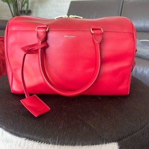Yves SAINT LAURENT Classic Leather BD Duffle 2Way Fuchsia Shoulder HandBag